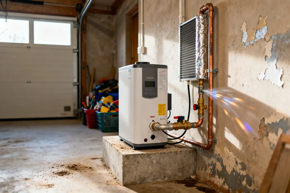 Chauffe eau thermodynamique consommation optimisée dans un garage grâce à une installation moderne